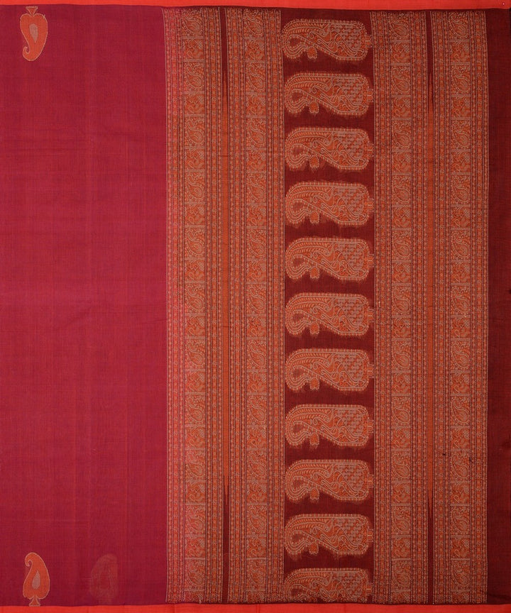 Pink mangai motif handwoven kanchi cotton saree