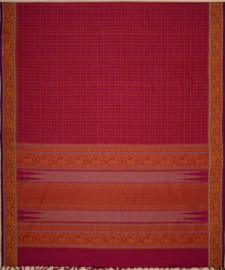 Pink mustard butta handwoven kanchi cotton saree