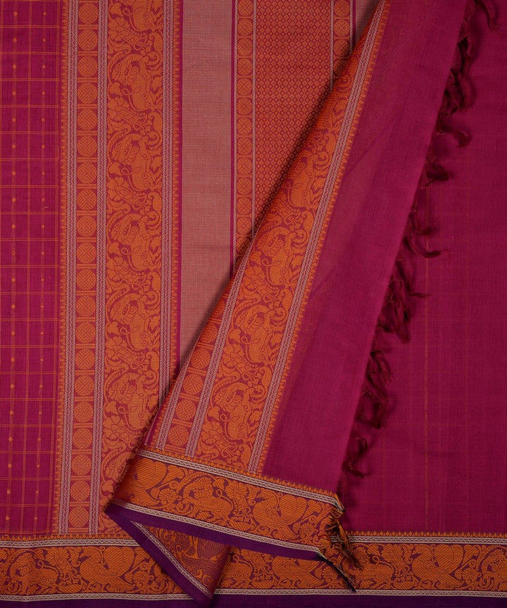 Pink mustard butta handwoven kanchi cotton saree