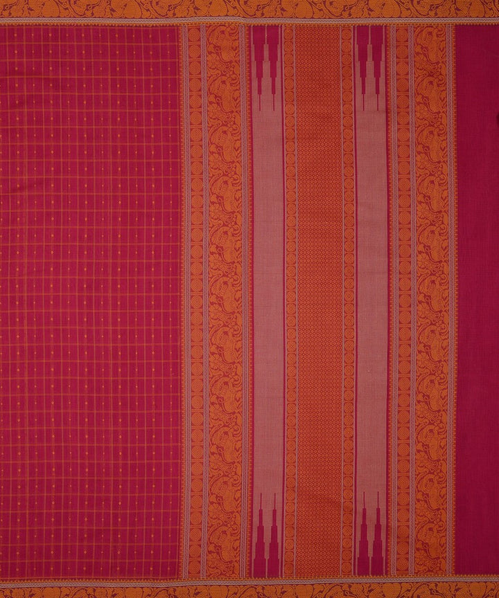 Pink mustard butta handwoven kanchi cotton saree