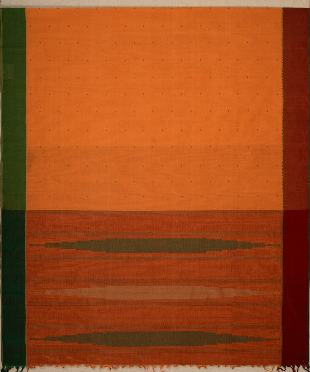 Mustard orange butta handwoven kanchi cotton saree