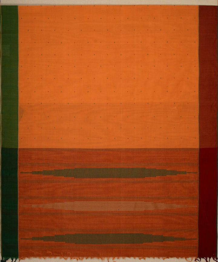 Mustard orange butta handwoven kanchi cotton saree