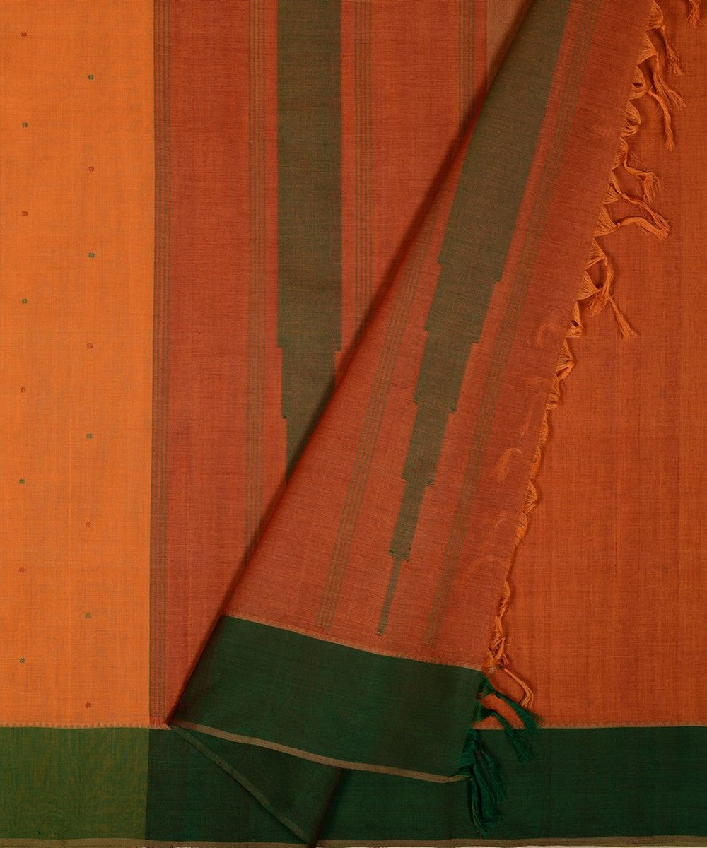 Mustard orange butta handwoven kanchi cotton saree