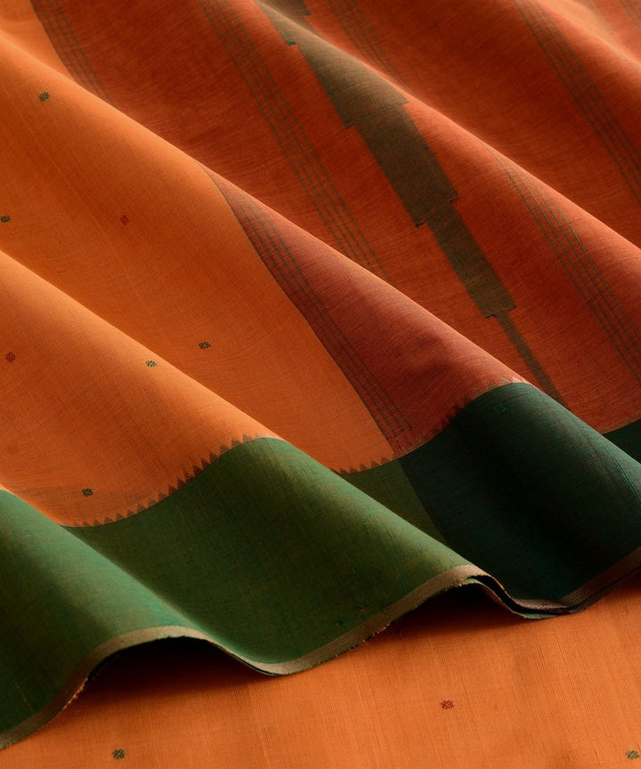 Mustard orange butta handwoven kanchi cotton saree