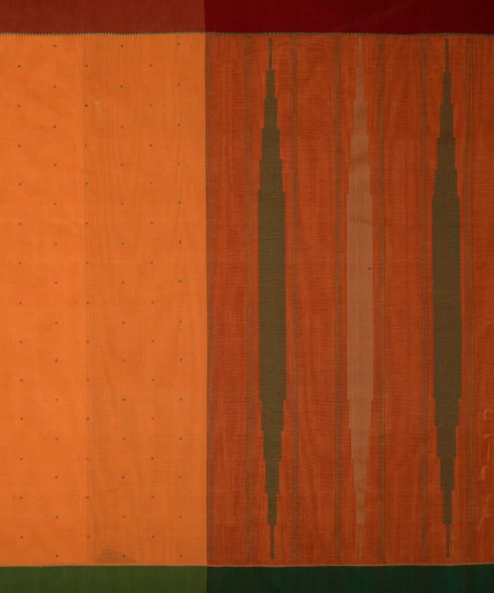 Mustard orange butta handwoven kanchi cotton saree