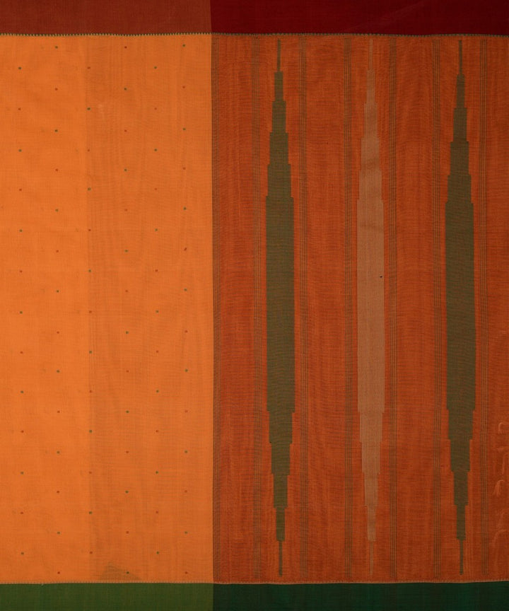 Mustard orange butta handwoven kanchi cotton saree