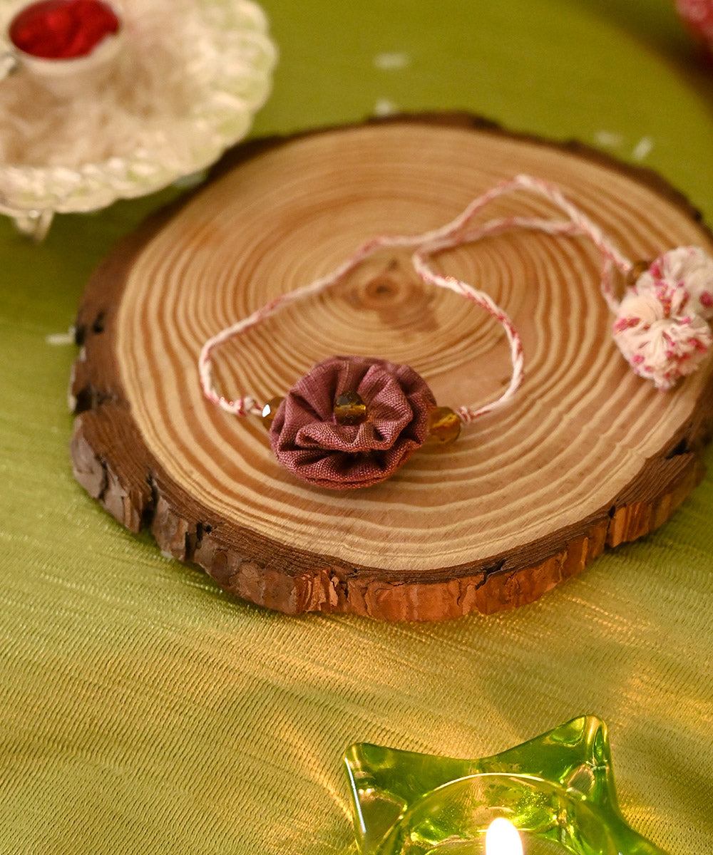 Brown handcrafted silk rakhi