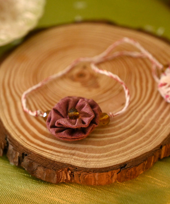 Brown handcrafted silk rakhi