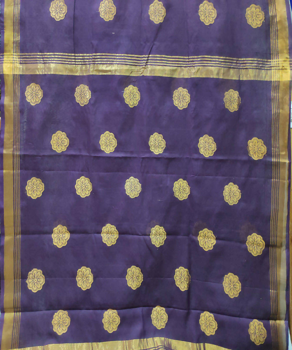 navy violet handwoven venkatagiri cotton silk saree