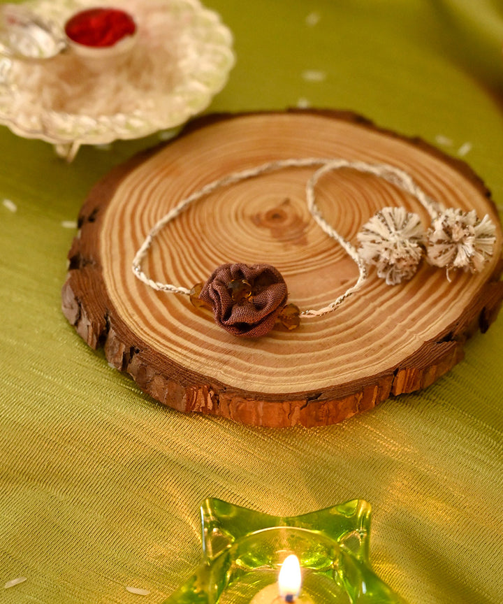 Handcrafted brown silk rakhi