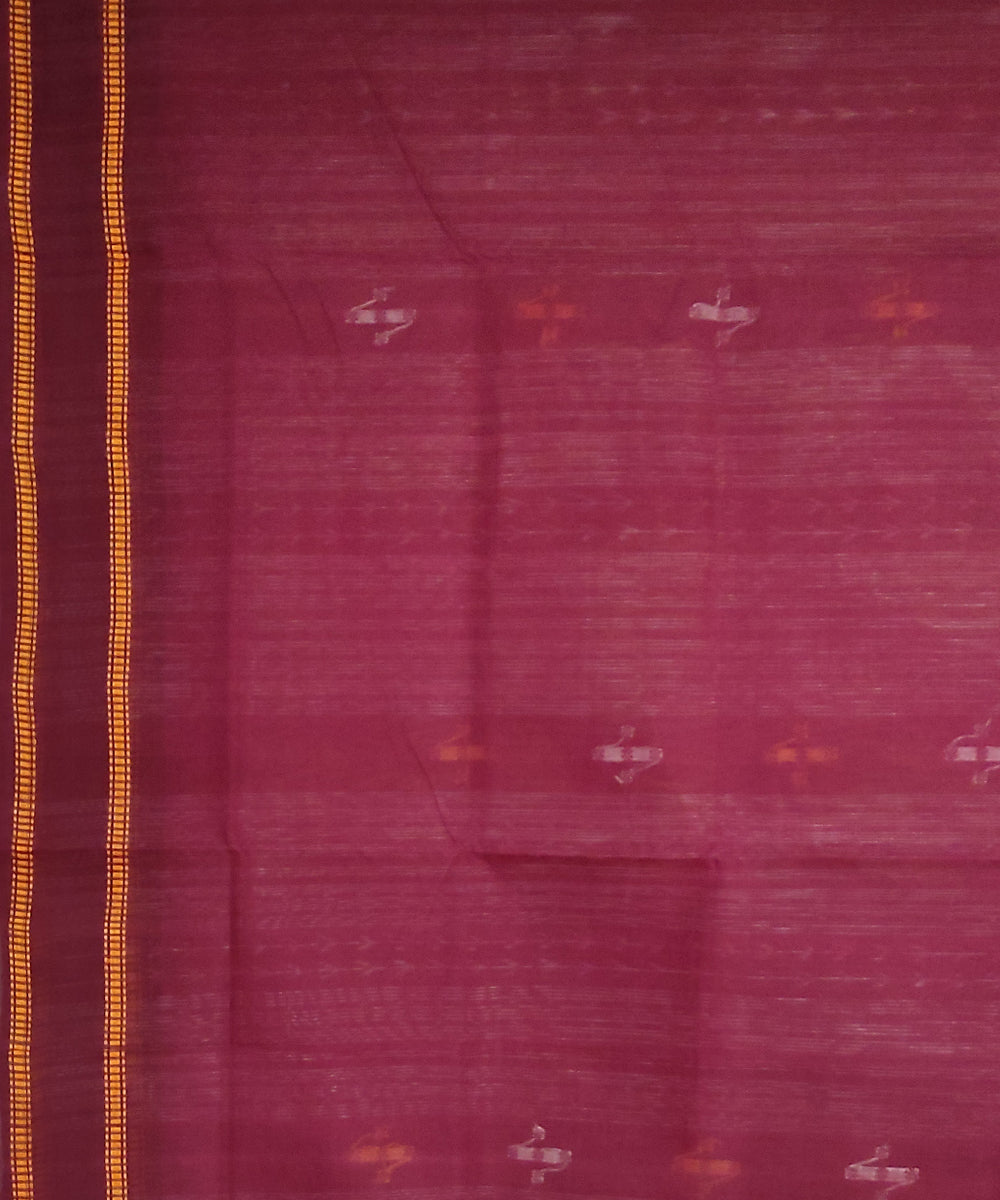 Beige deep maroon cotton handloom bomkai saree