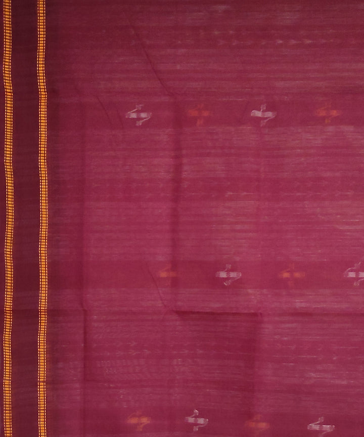 Beige deep maroon cotton handloom bomkai saree