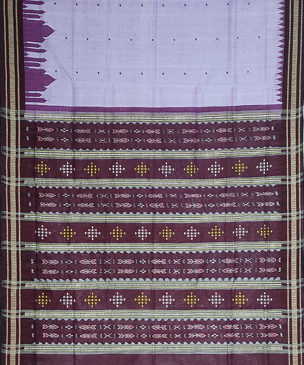 Lavender mahogani cotton handloom bomkai saree