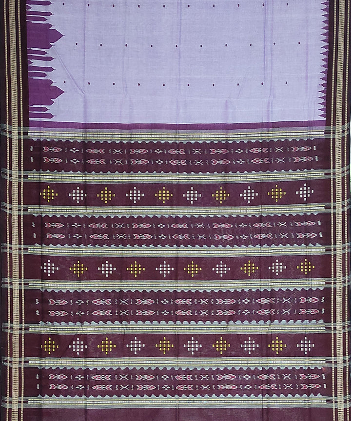 Lavender mahogani cotton handloom bomkai saree