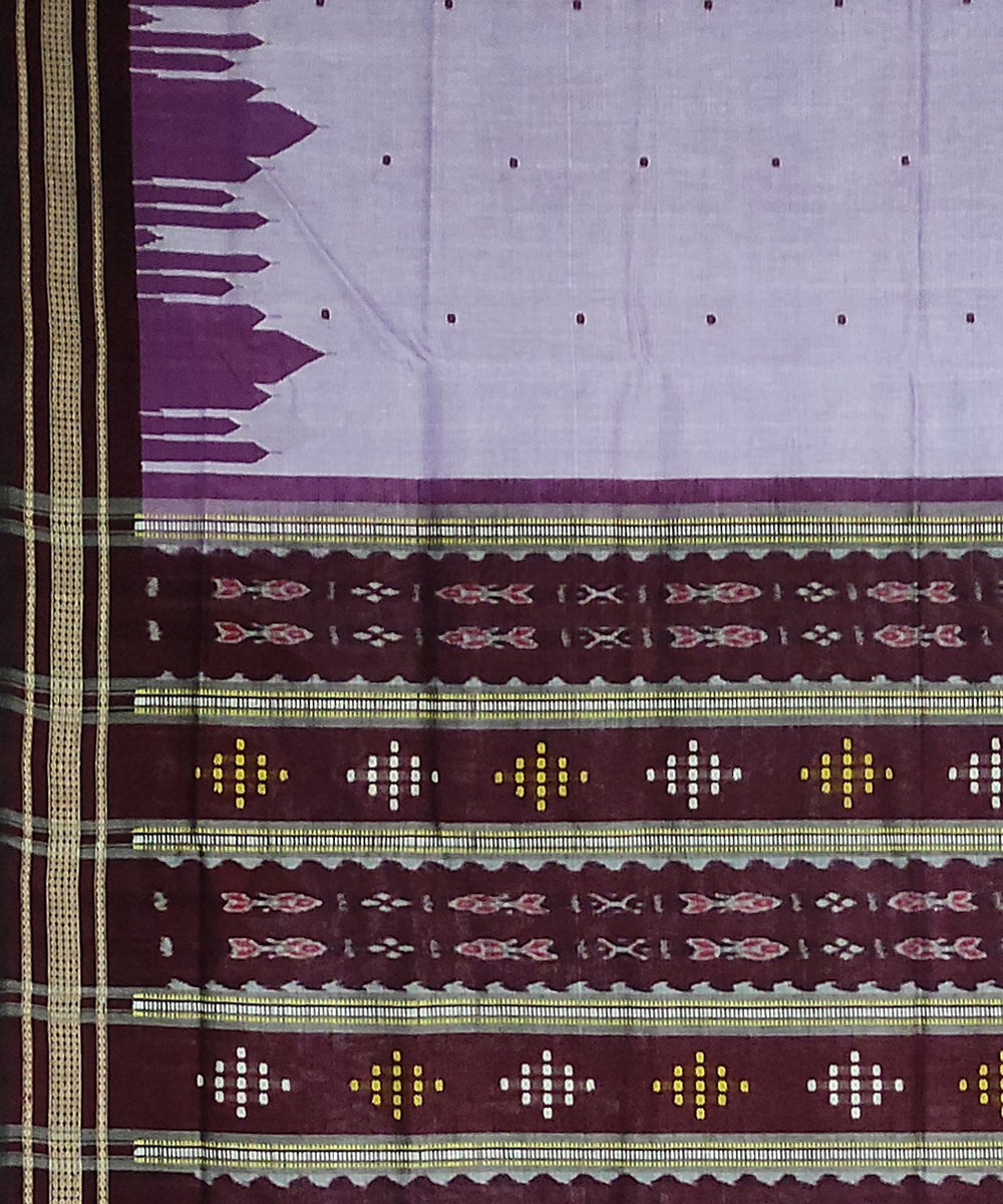 Lavender mahogani cotton handloom bomkai saree