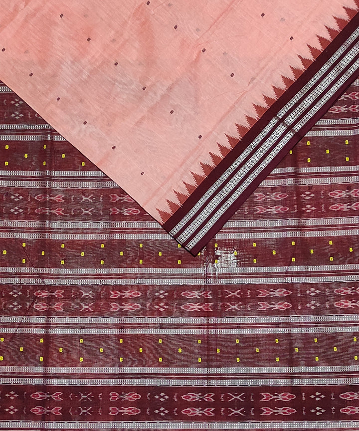 Pink mahogani cotton handloom bomkai saree