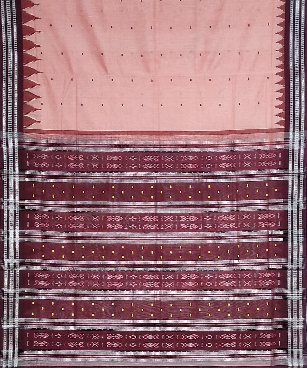 Pink mahogani cotton handloom bomkai saree