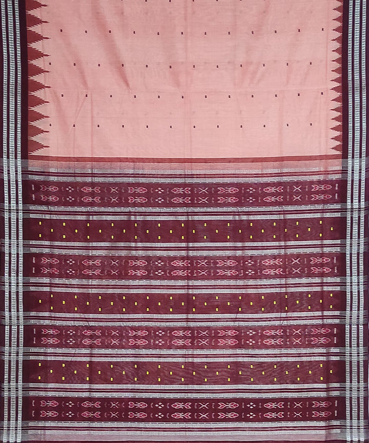 Pink mahogani cotton handloom bomkai saree
