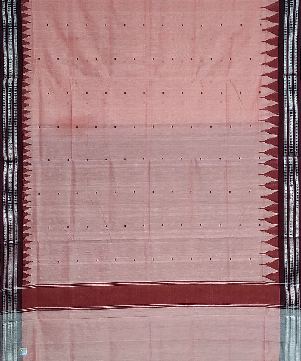 Pink mahogani cotton handloom bomkai saree