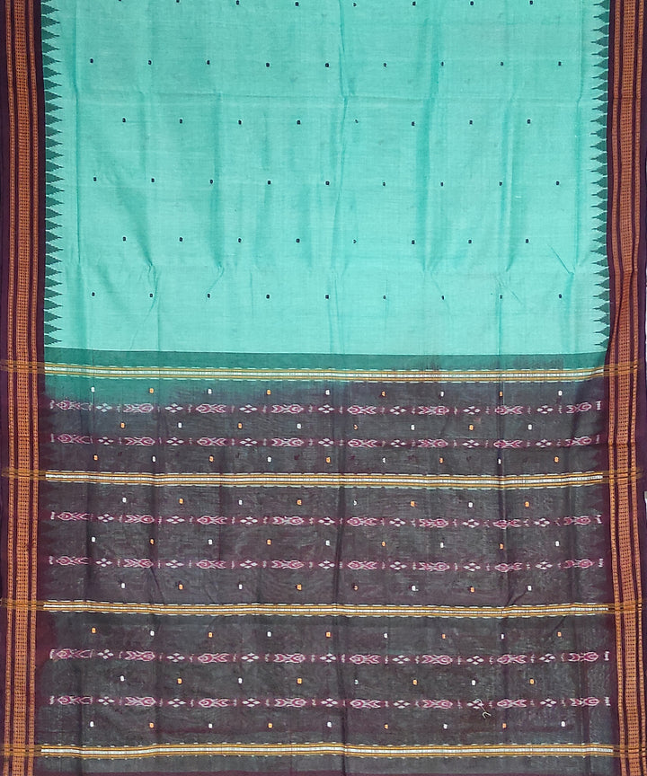 Cyan blue mahogani cotton handloom bomkai saree