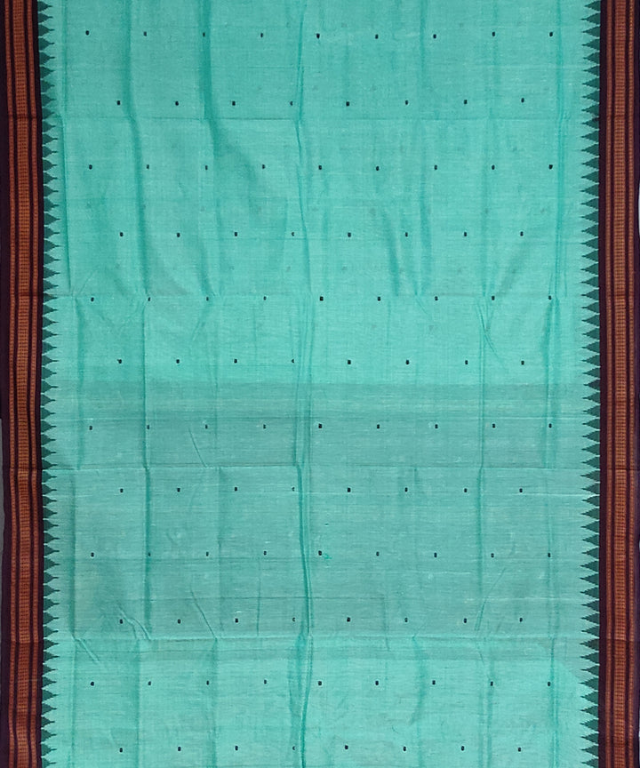 Cyan blue mahogani cotton handloom bomkai saree