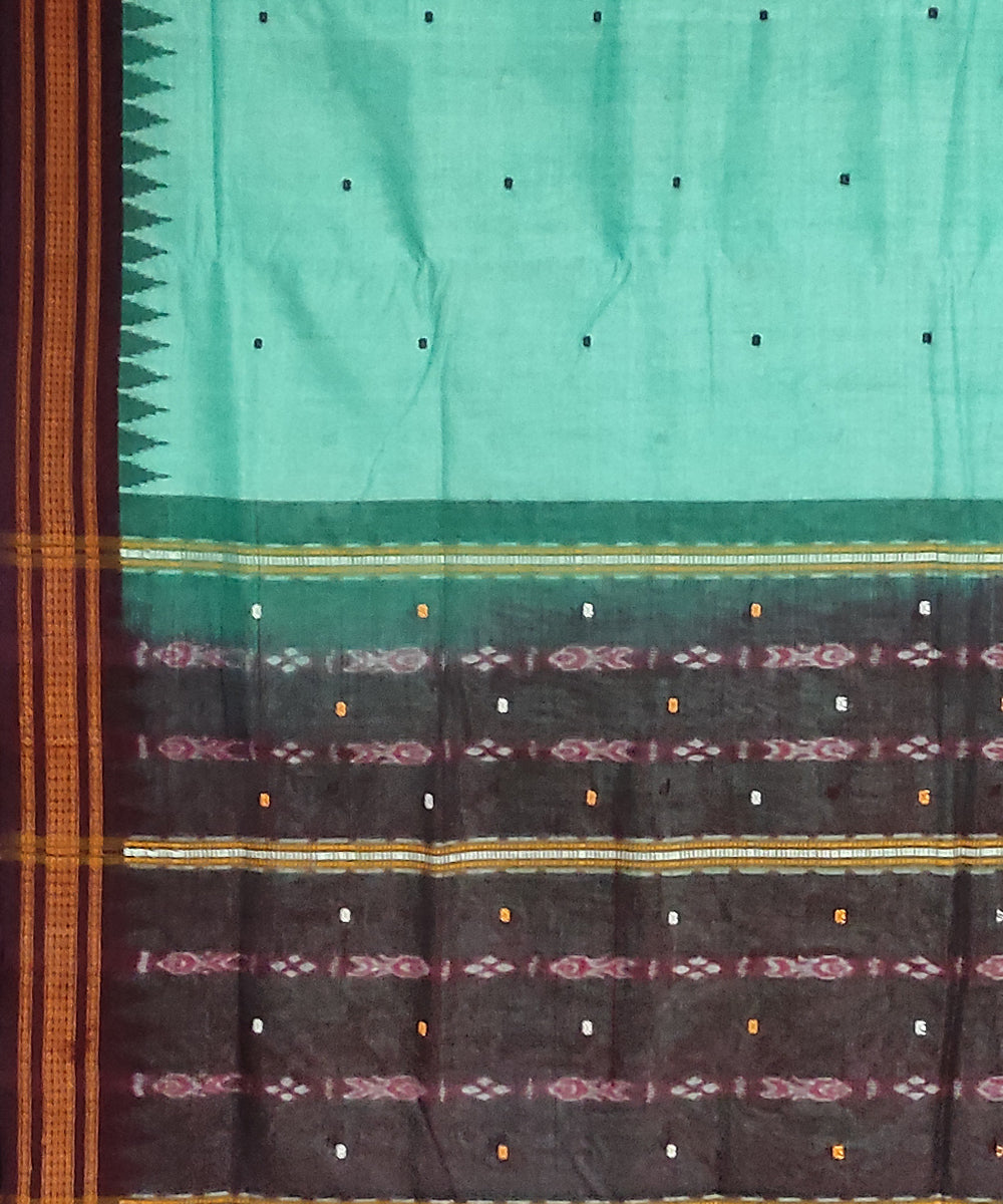 Cyan blue mahogani cotton handloom bomkai saree