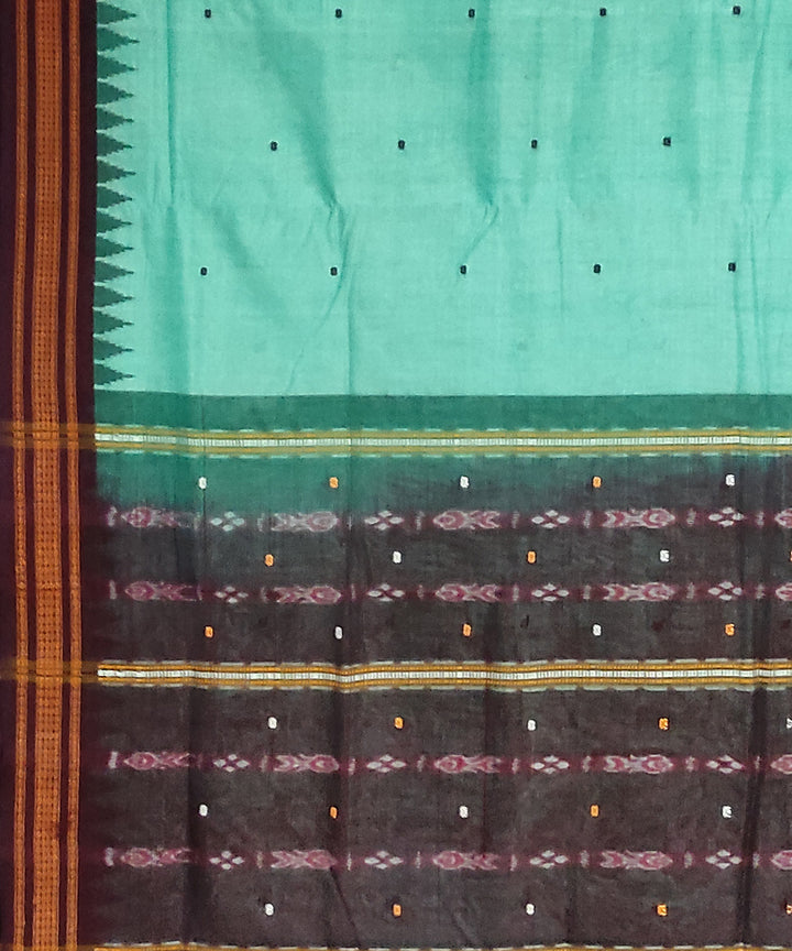 Cyan blue mahogani cotton handloom bomkai saree