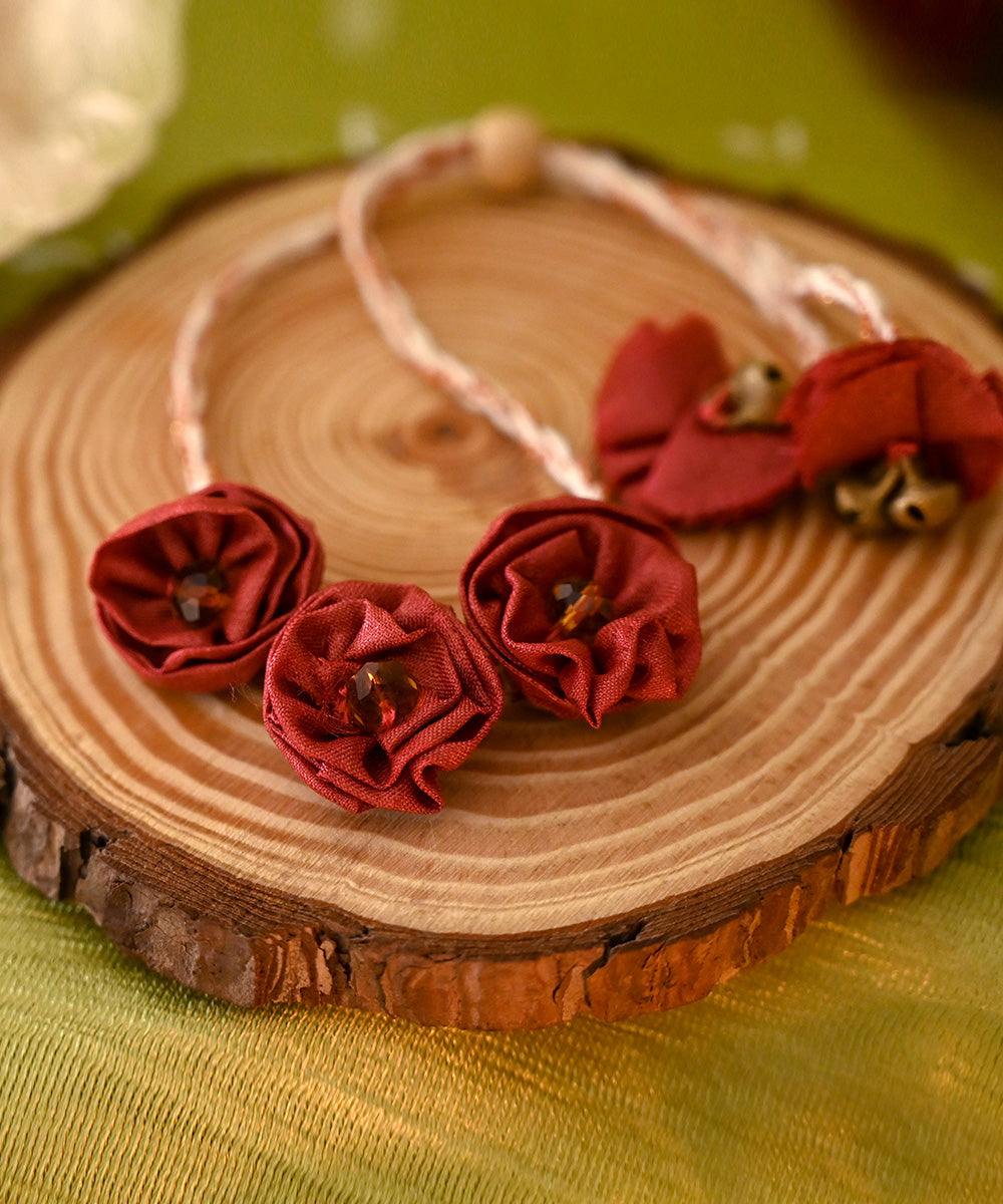 Dark red handcrafted silk rakhi