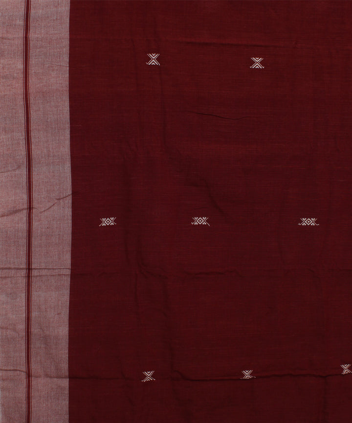 Maroon white natural dye handloom cotton kotpad saree