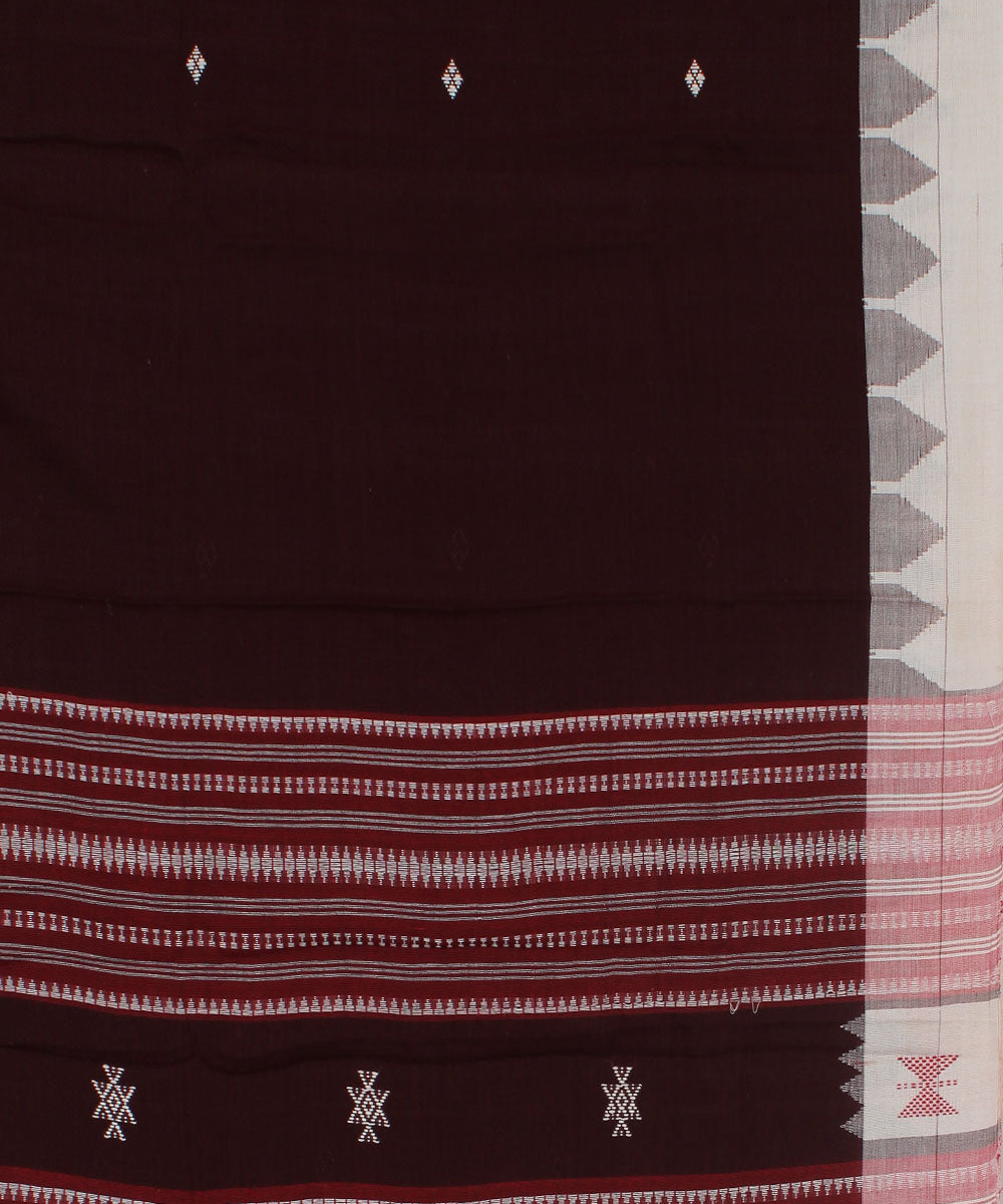 Brown white natural dye handloom cotton kotpad saree