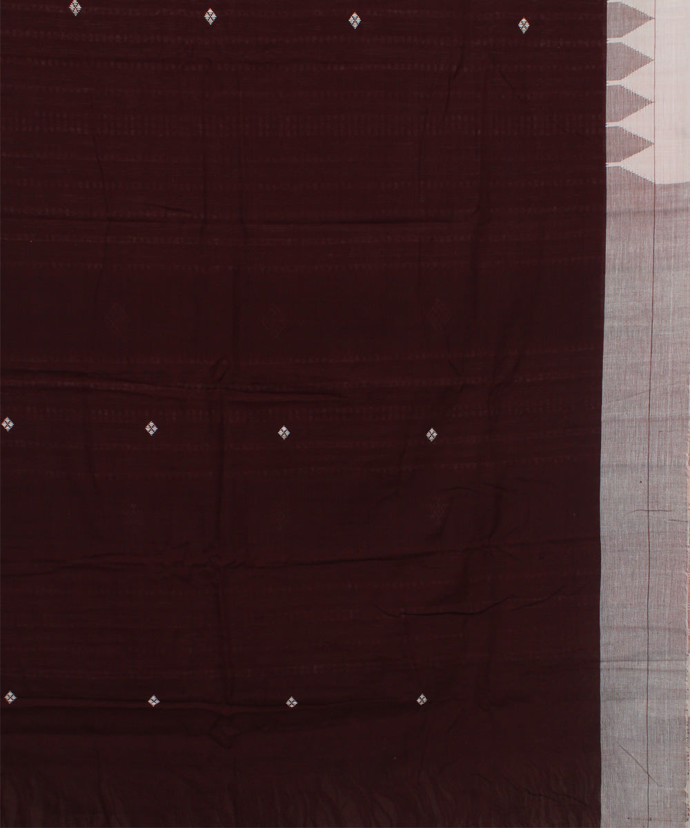 Brown white natural dye handloom cotton kotpad saree