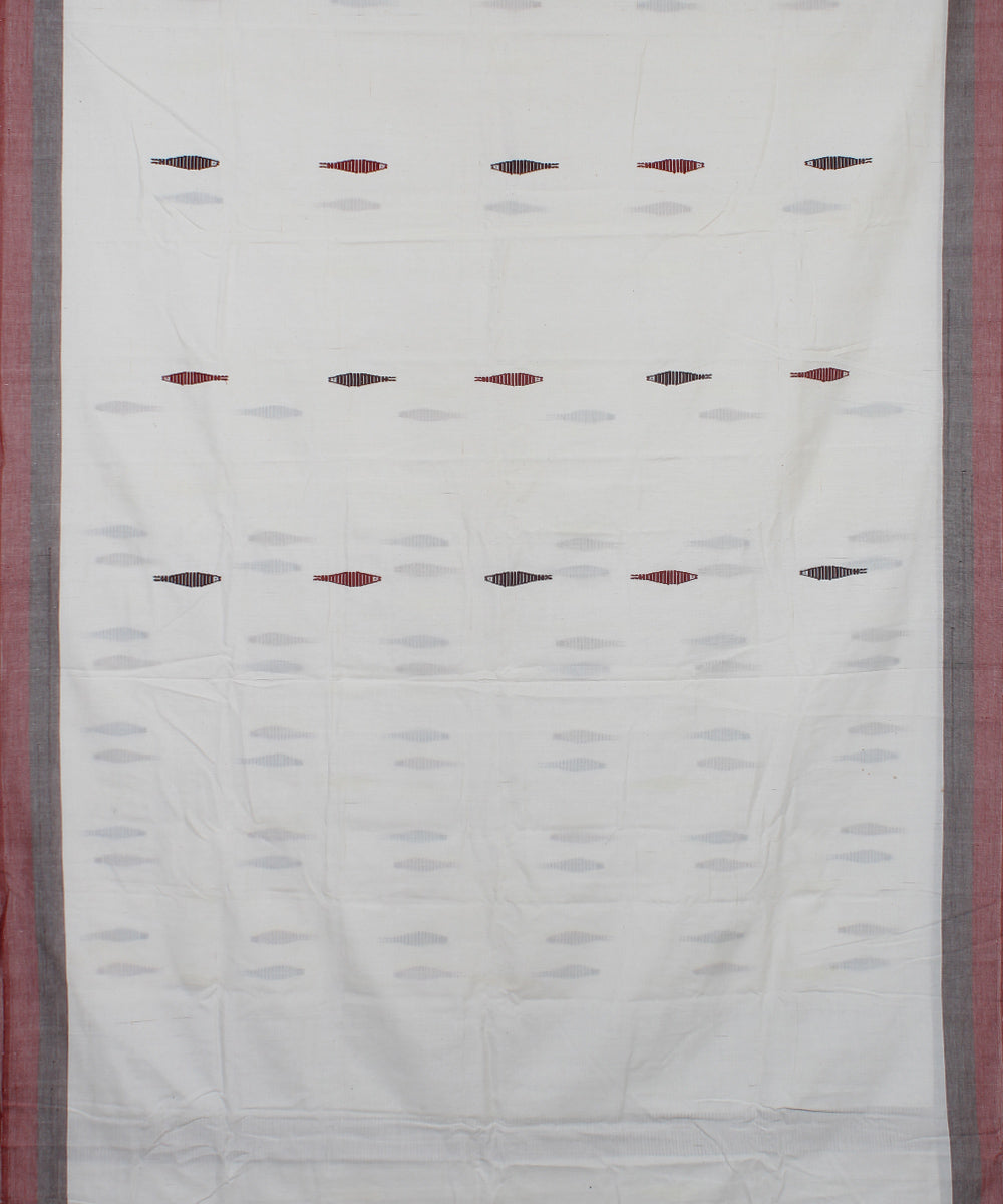 White maroon natural dye handloom cotton kotpad saree