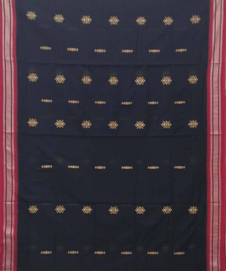 Black handwoven bomkai cotton saree