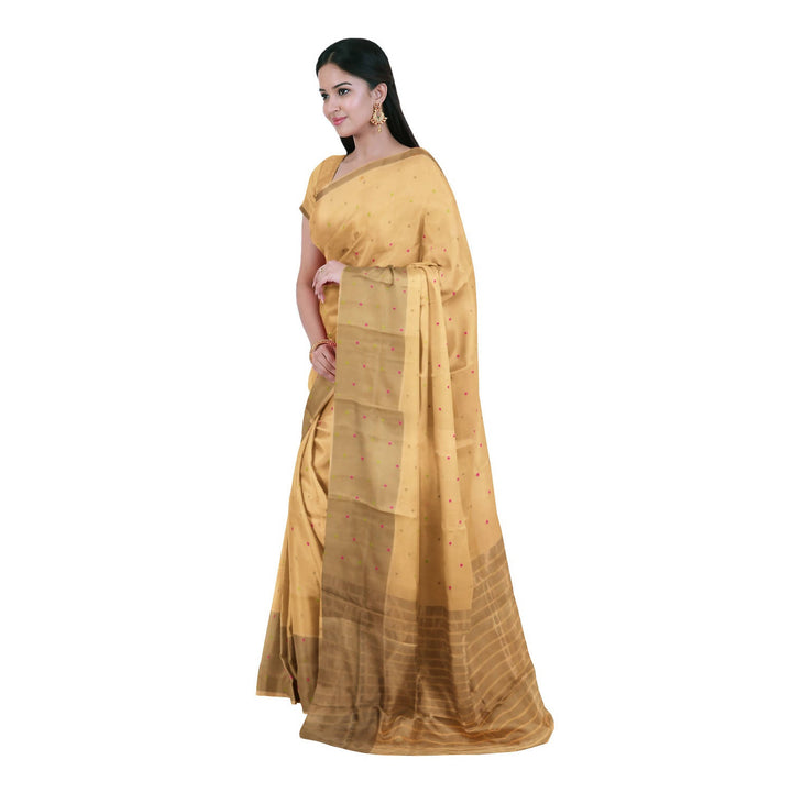 Cream handloom cotton silk venkatagiri saree