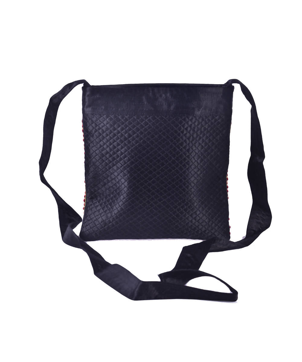 Black multicolor hand embroidery mashroo cross body bag