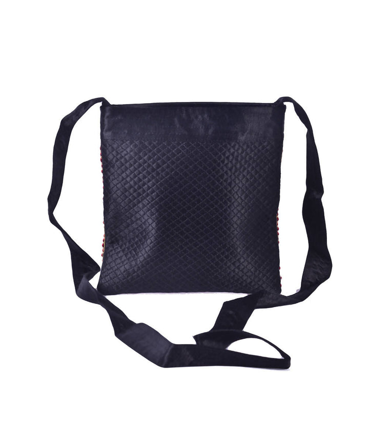 Black multicolor hand embroidery mashroo cross body bag