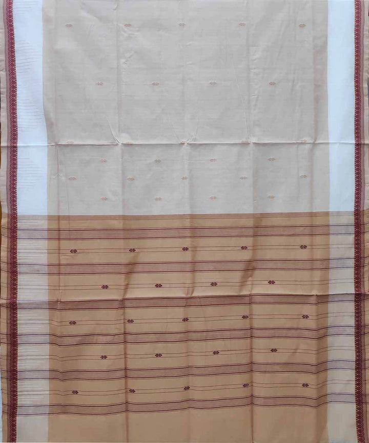 Cream powder brown handloom cotton venkatagiri saree