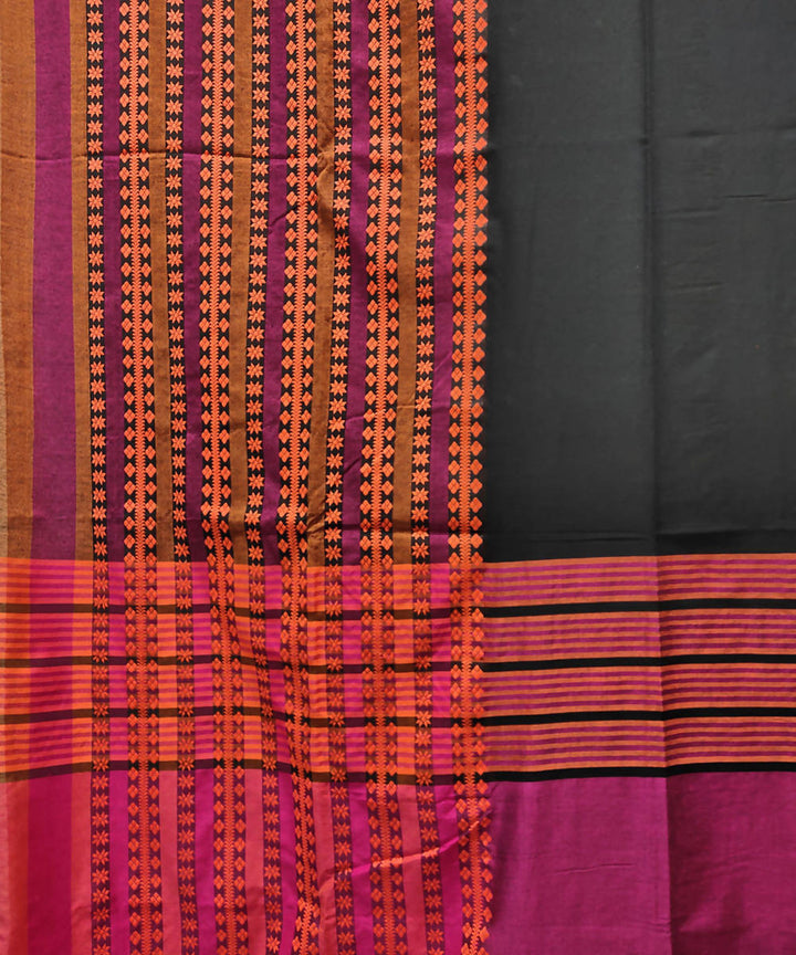 Black pink handloom cotton saree