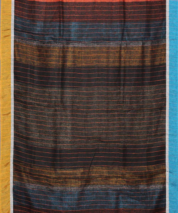 Rust handloom linen saree