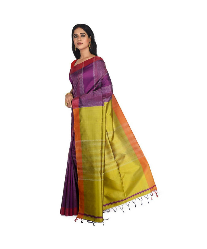 Purple Bengal handloom silk saree