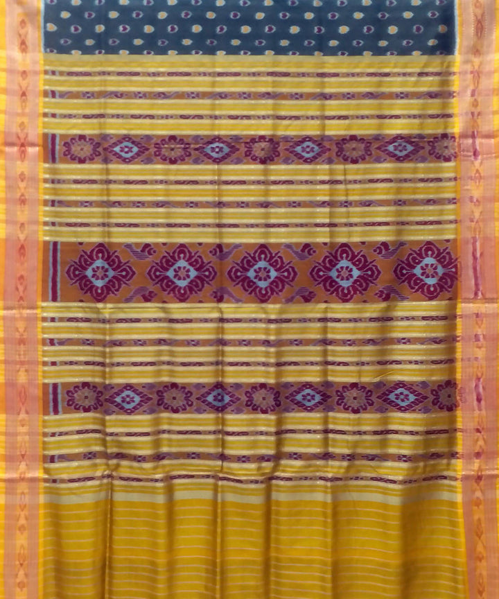 Antique bronze amber yellow handwoven silk khandua saree