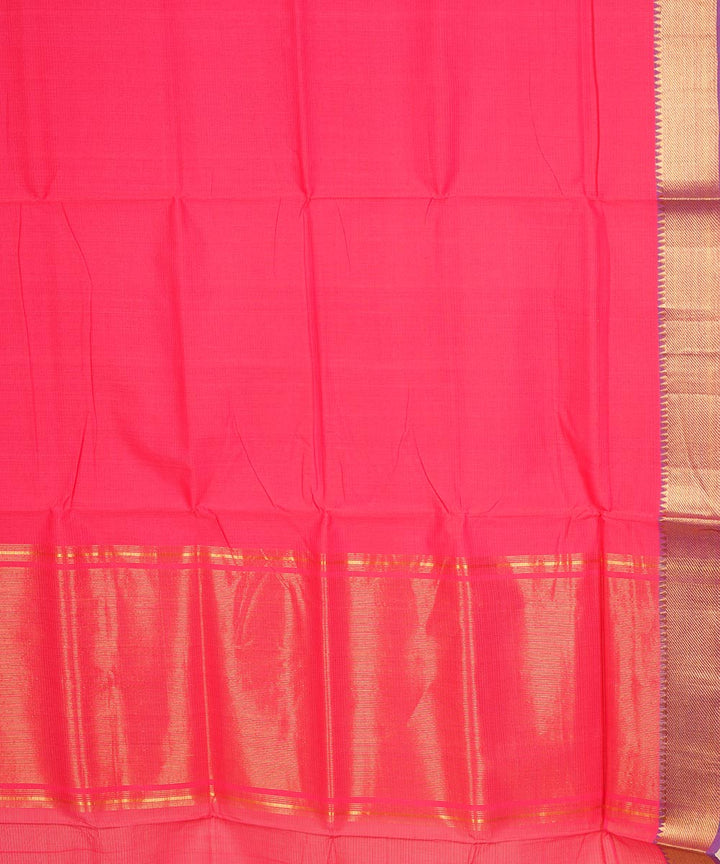 Pink gold big border cotton handloom mangalagiri saree
