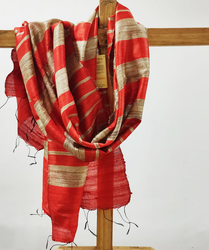 Red handloom ghicha silk assam stole