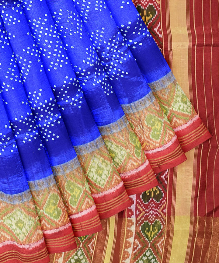 Blue handwoven bandhani patola silk saree