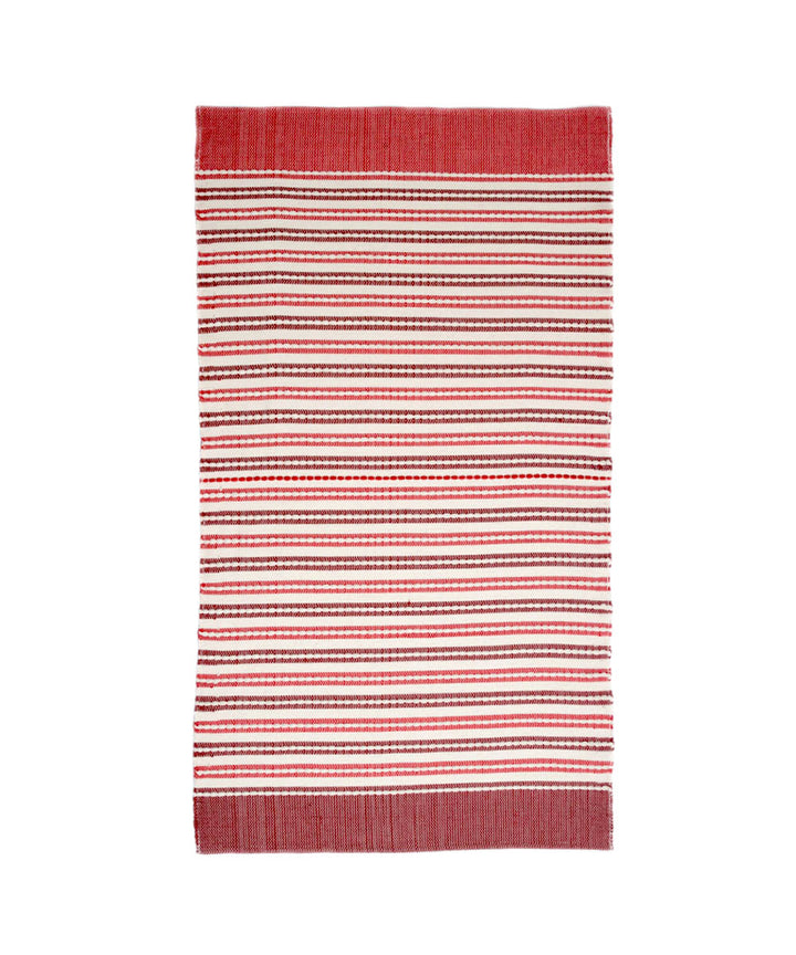 Maroon pink red handwoven cotton dhurrie