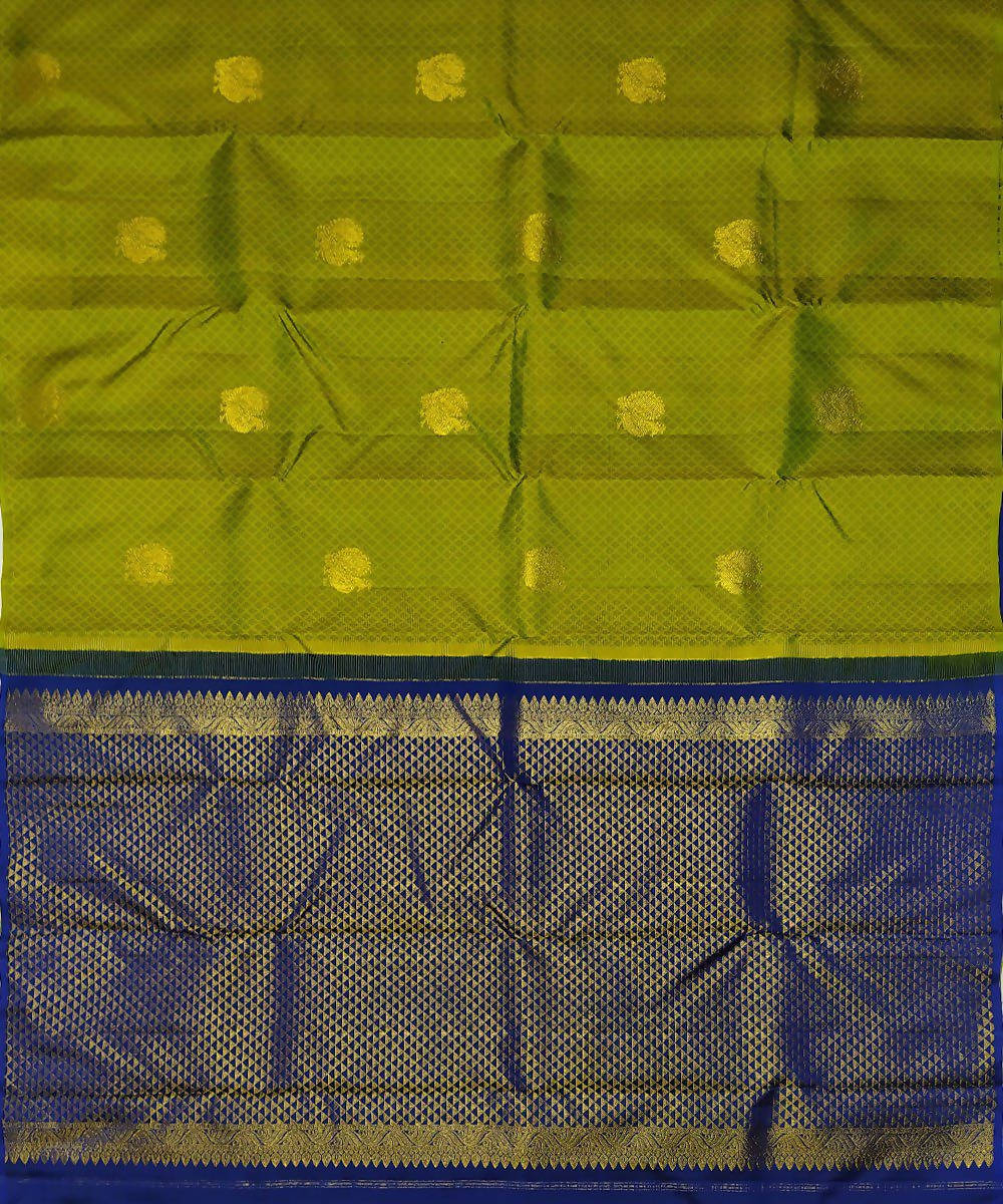 Green blue handloom partly kanchi silk saree