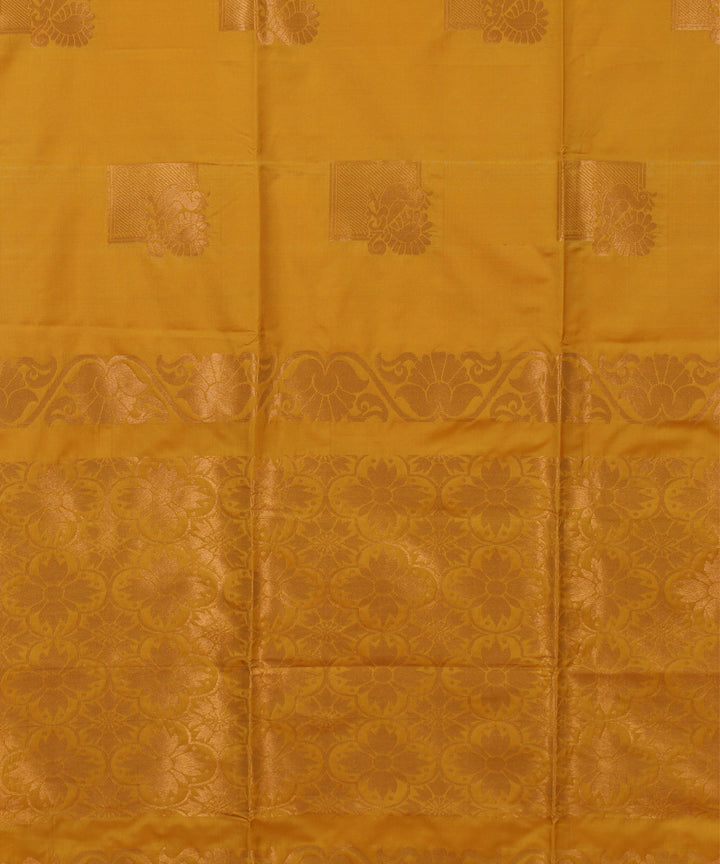 Yellow handwoven Karnataka soft silk saree