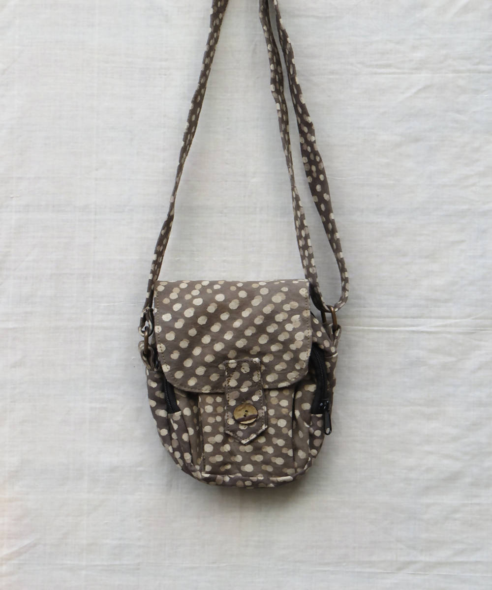 Grey handmade cotton camera bag