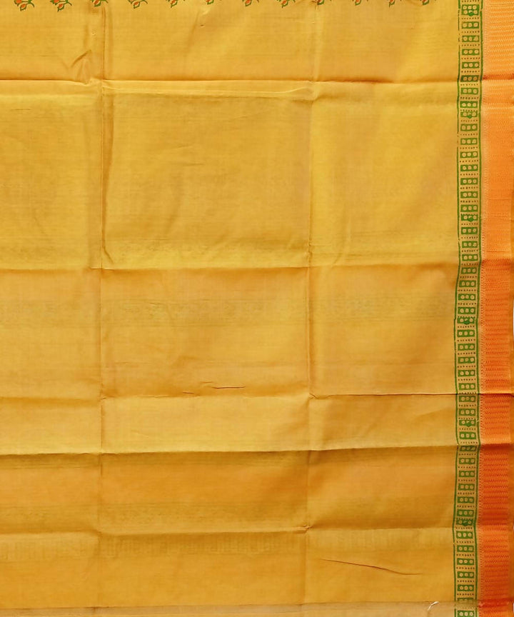 Golden yellow handwoven cotton silk maheshwari saree