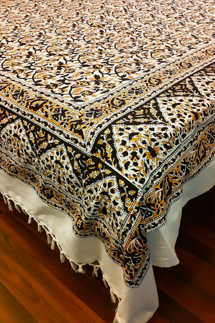 Multicolor hand block printed cotton bedsheet